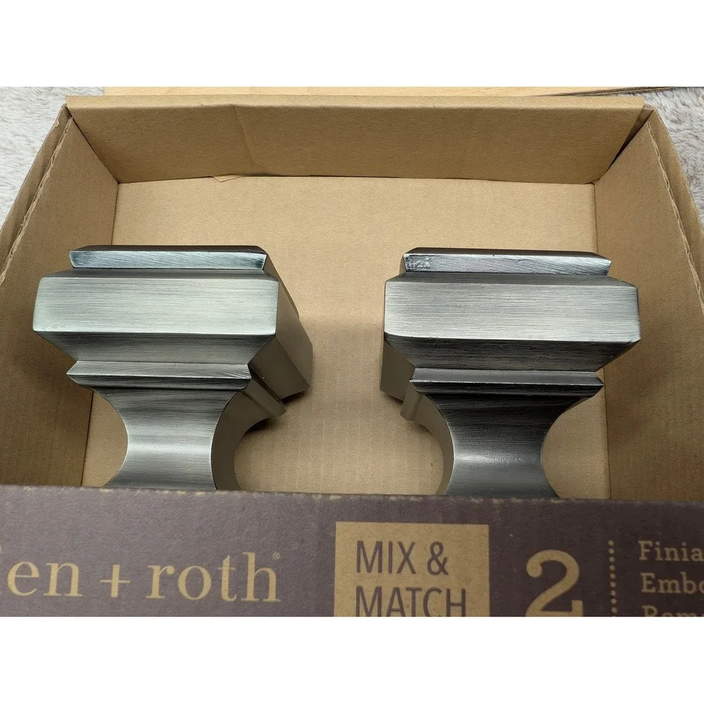 Pair Allen + Roth Gunmetal Curtain Rod Finials 1239783 FSI 1904 GMTL Lowes